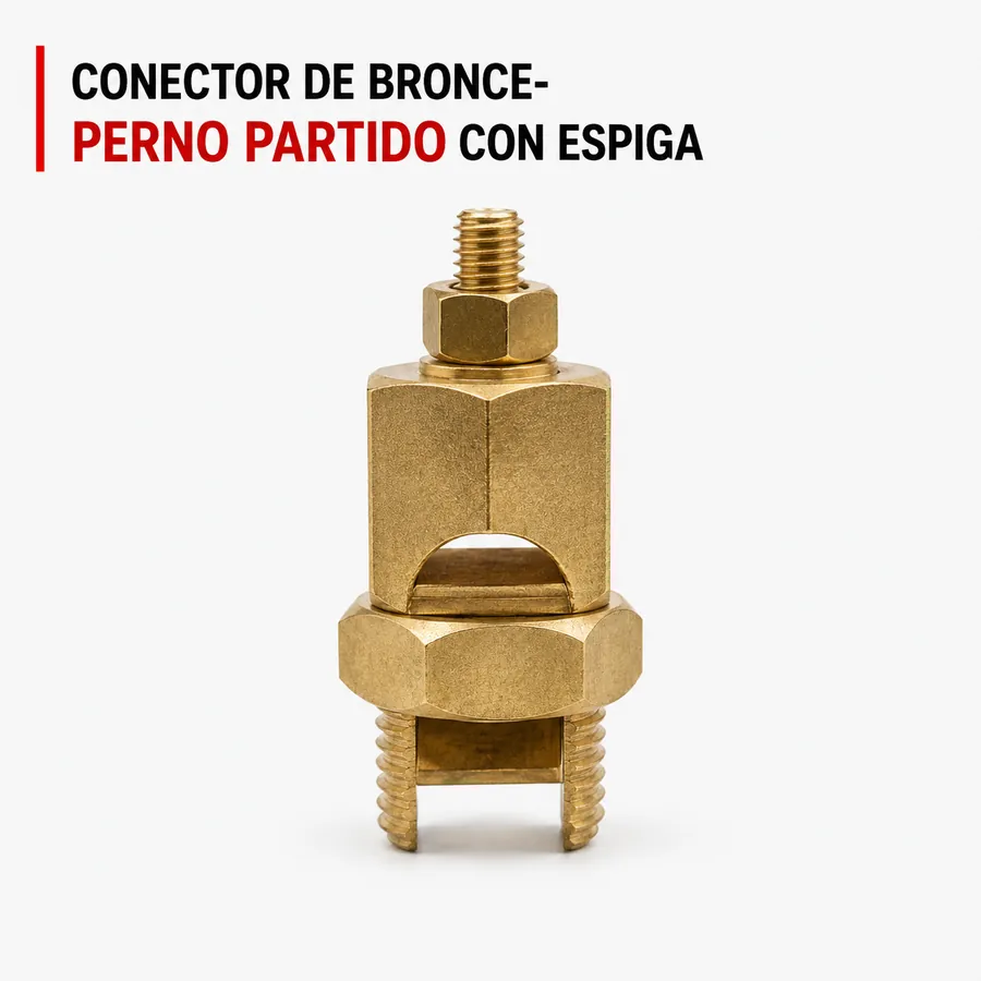 Conector de bronce perno partido con espiga CPPE para puesta a tierra