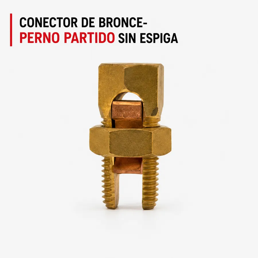 Conector de bronce perno partido sin espiga CPPE para puesta a tierra